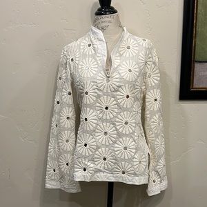 Elegant Cream Embroidered Women's Top